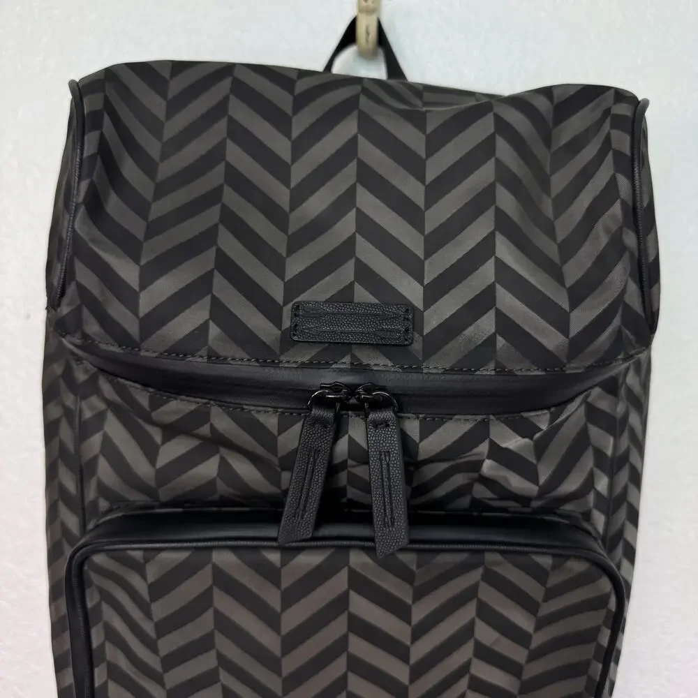 Uri Minkoff Stanton Backpack Laptop Bag Chevron Nylon Black Travel School NEW
